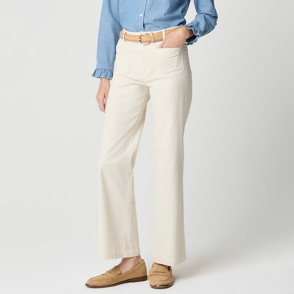 J.Crew Factory Lizzie Patch Pocket Wide Leg Pant Natural Size 26 Petite NWT
